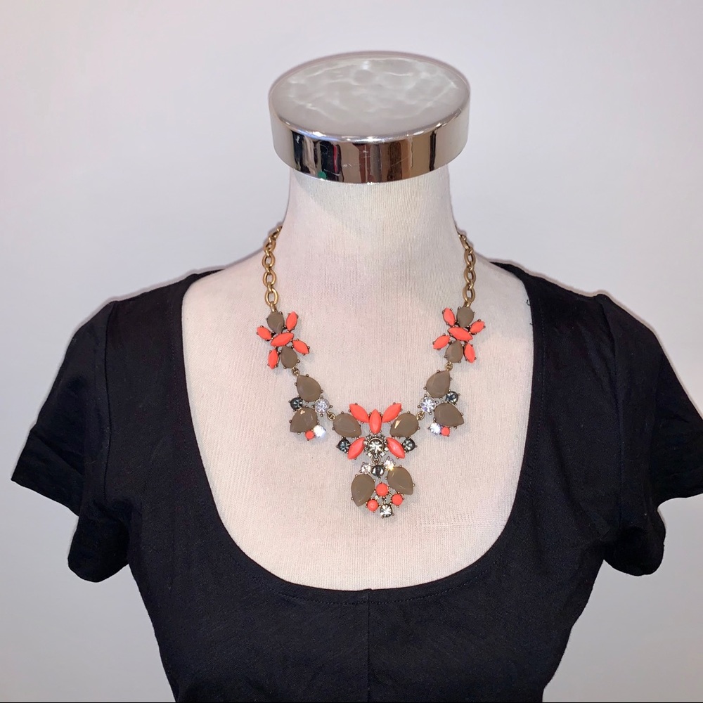 J.Crew Orange & Gray Adjustable Statement Necklace - image 1